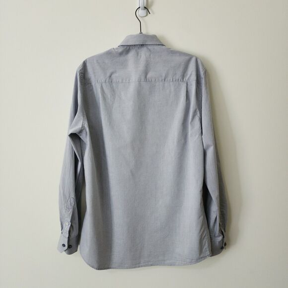 Duchamp London Mens Cotton Tailored Fit Button-Up Shirt Sz 16.5/L/42 Grey Floral - Picture 2 of 9